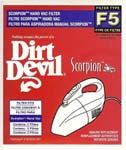 Dirt Devil F5 Scorpion Hand Vac Filters