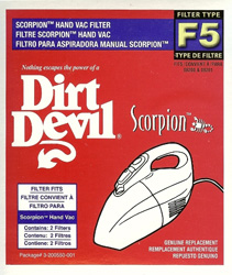 Click here to view larger image Dirt Devil F5 Scorpion Hand Vac Filters